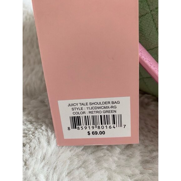 Juicy Couture Juicy Tale Shoulder Bag Retro Green Pink Quilted Bag Purse NEW - Picture 16 of 16